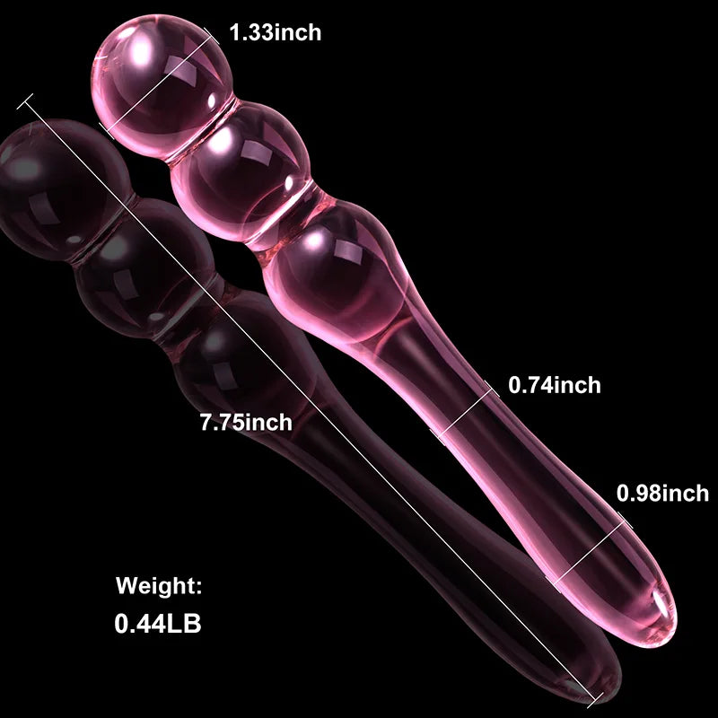 7.75Inch Glass Dildo with 3 Anal Beads