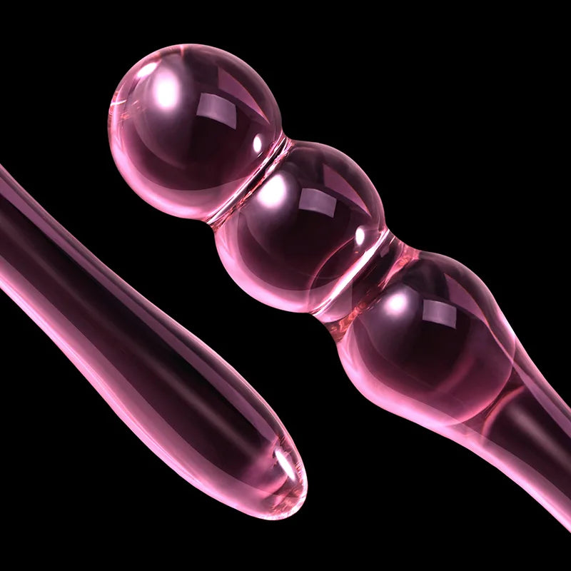 7.75Inch Glass Dildo with 3 Anal Beads