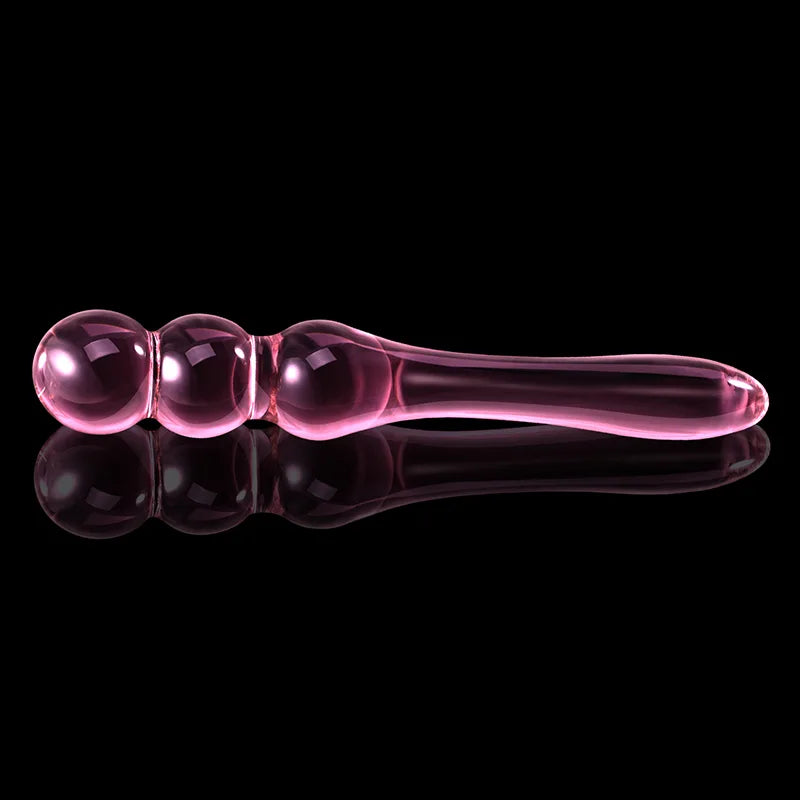 7.75Inch Glass Dildo with 3 Anal Beads