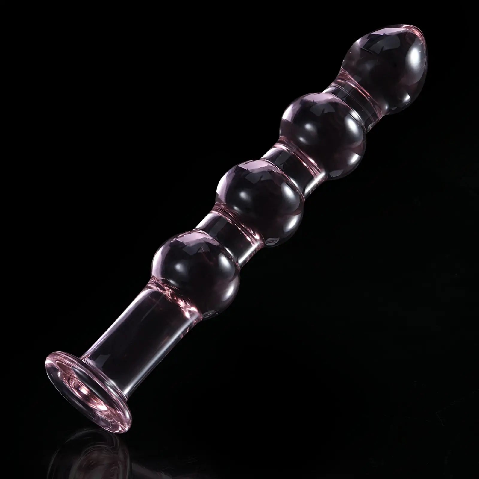 7 Inch Pink Beaded Glass Dildo