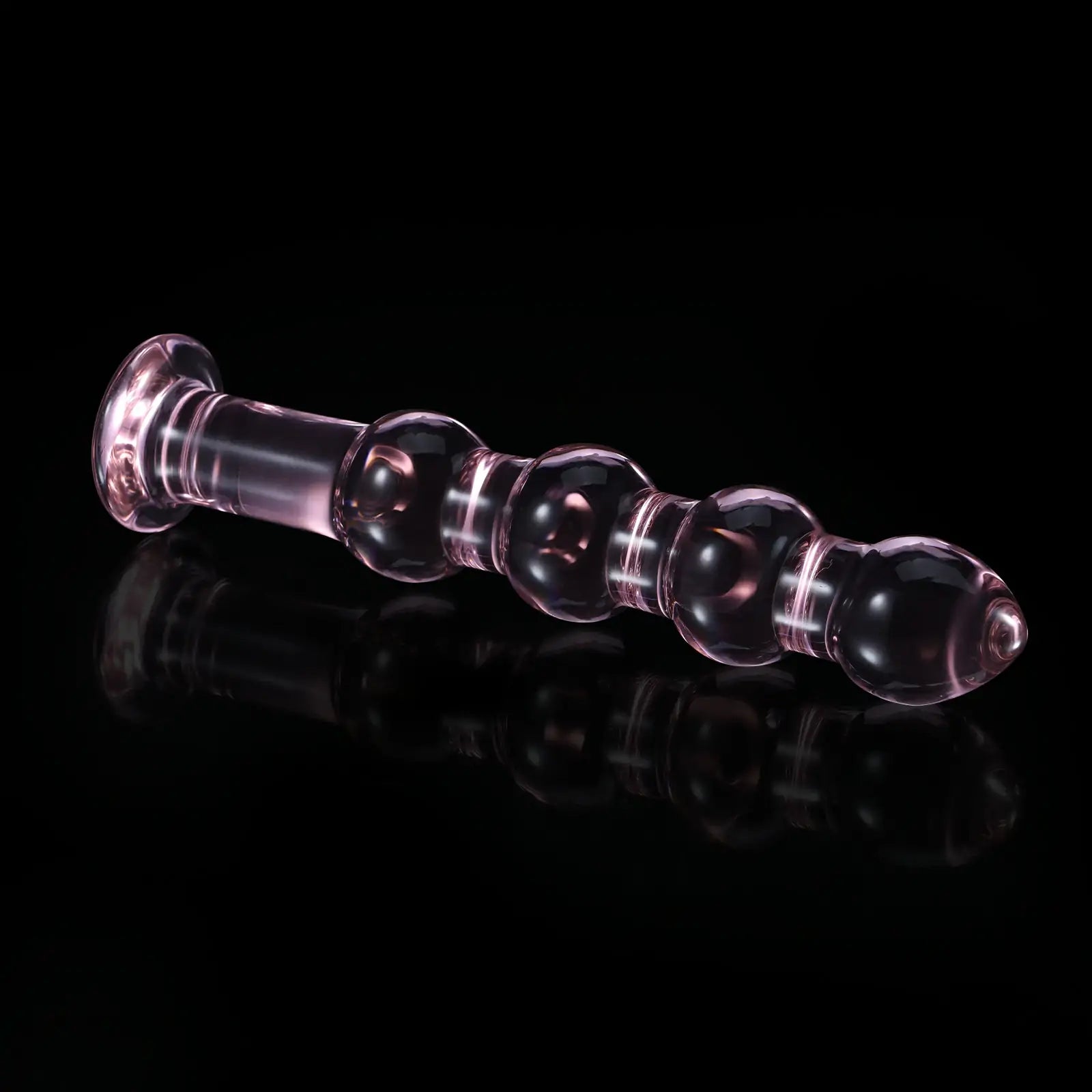 7 Inch Pink Beaded Glass Dildo