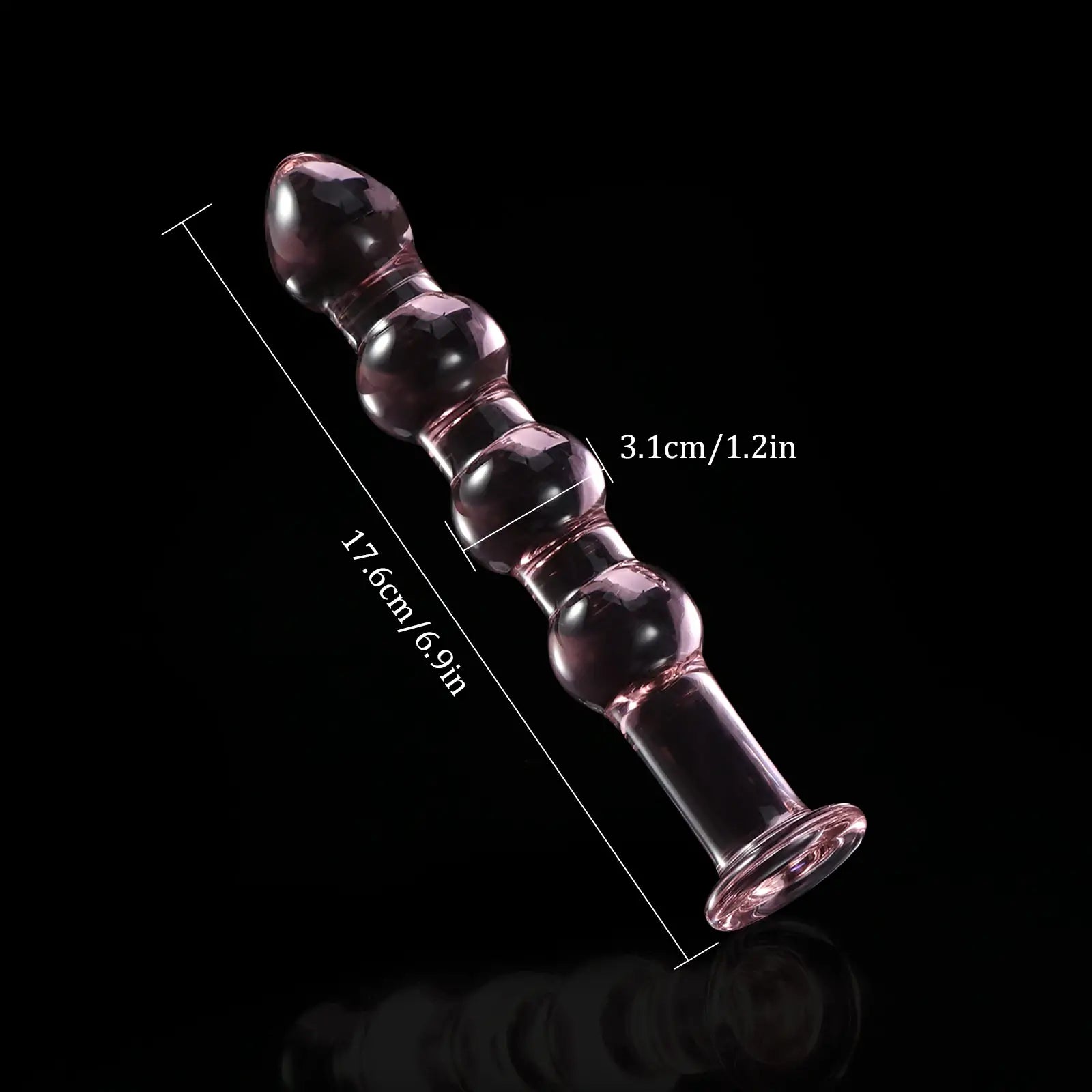 7 Inch Pink Beaded Glass Dildo