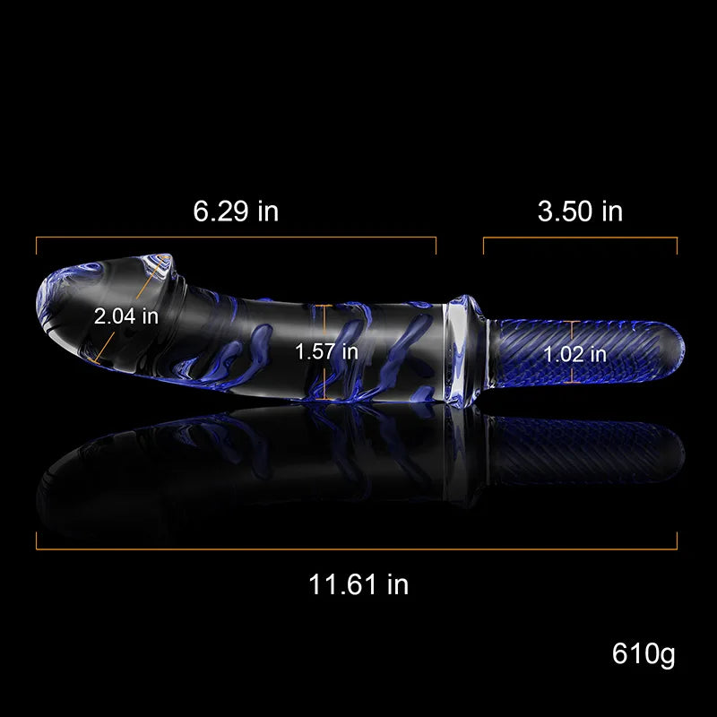 11.61 Inch Glass Dildo with Lifelike Glans and Handle