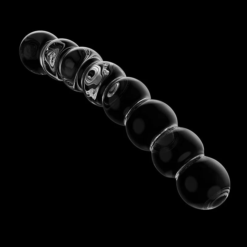 7.67 Inch Curved Anal Bead Glass Dildo