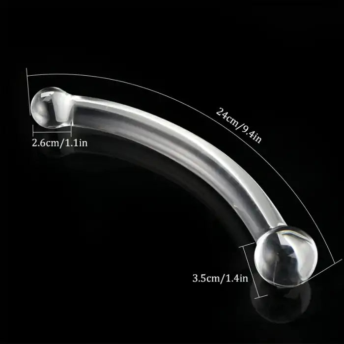 9.4 inch Curved Glass Dildo with Dual Rounded Heads