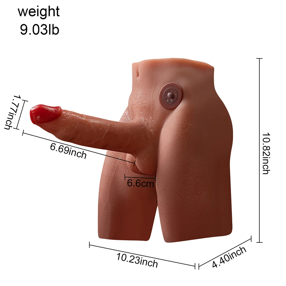 Kyle-9.03LB Male Sex Torso With 6.69″ Thrusting & Vibrating Dildo