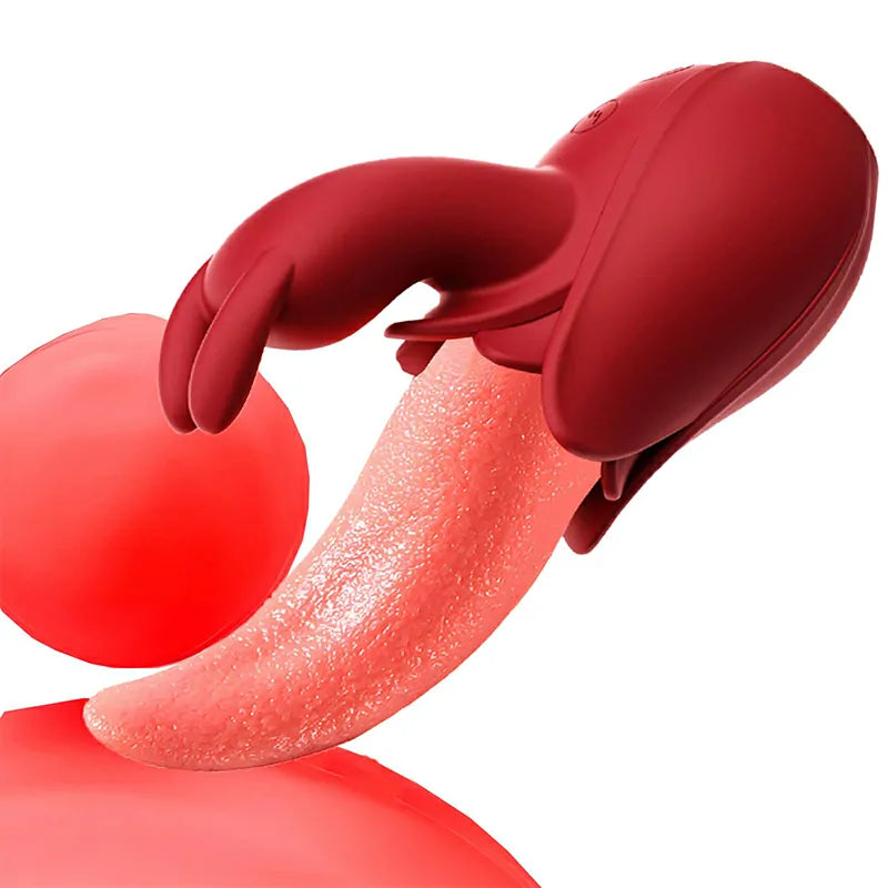 2 In 1 Rabbit Vibrator Multi Vibrating Licking Tongue Stimulator