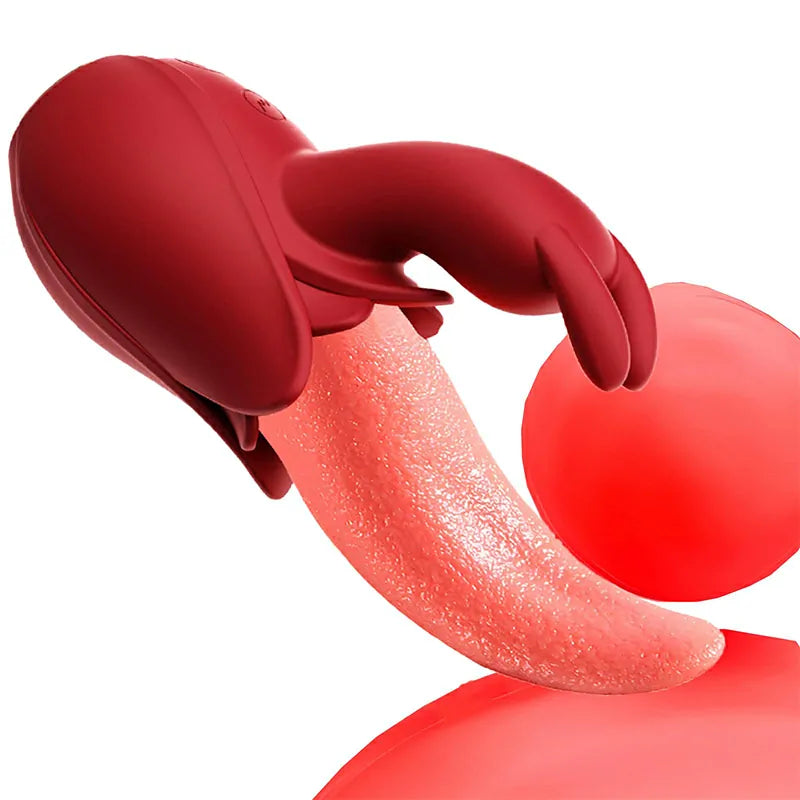 2 In 1 Rabbit Vibrator Multi Vibrating Licking Tongue Stimulator