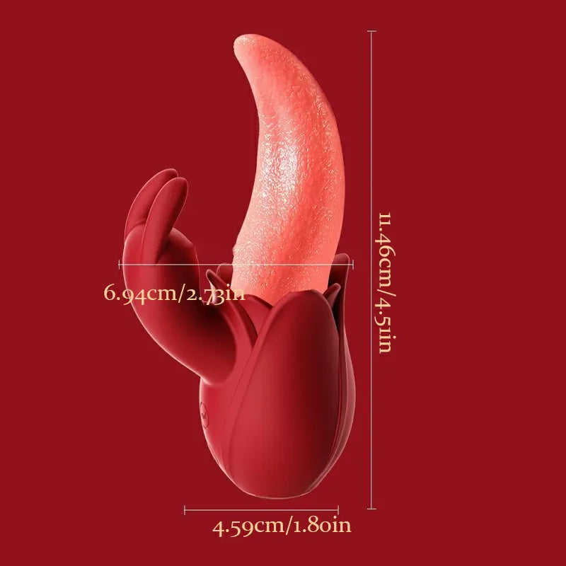 2 In 1 Rabbit Vibrator Multi Vibrating Licking Tongue Stimulator