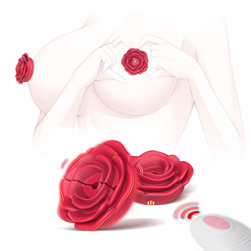 Wearable Rose Nipple Vibrator - Adjustable Magnetic Clip