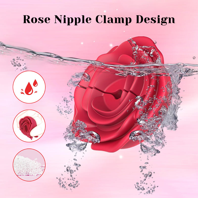 Wearable Rose Nipple Vibrator - Adjustable Magnetic Clip