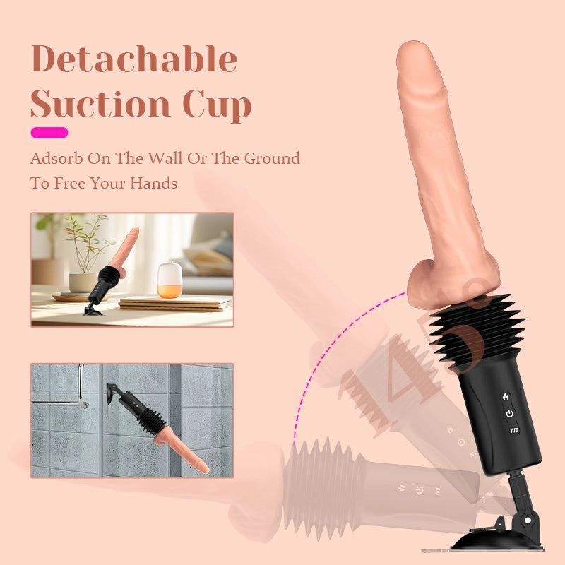 6 In 1 Thrusting Heating Sex Machine with Realistic Dildo