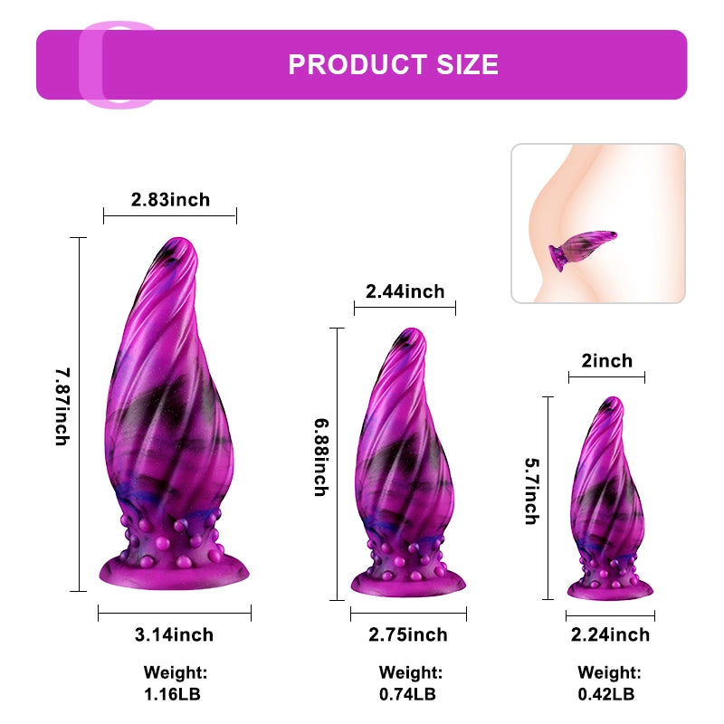 3 Pcs 3 Size Purple Silicone Butt Plug Set