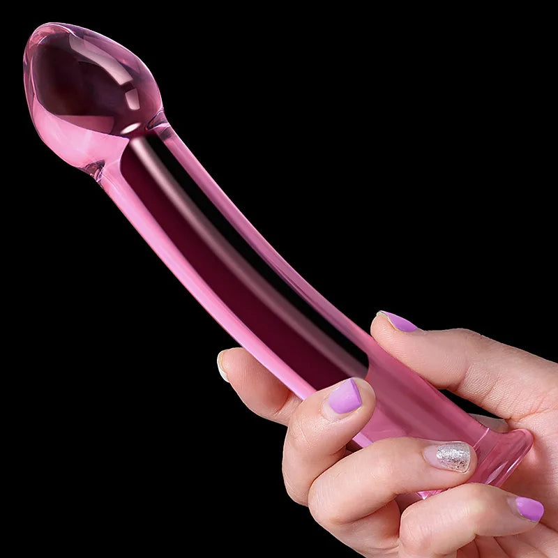 6.96 Inch Smooth Curved Crystal Glass Dildo