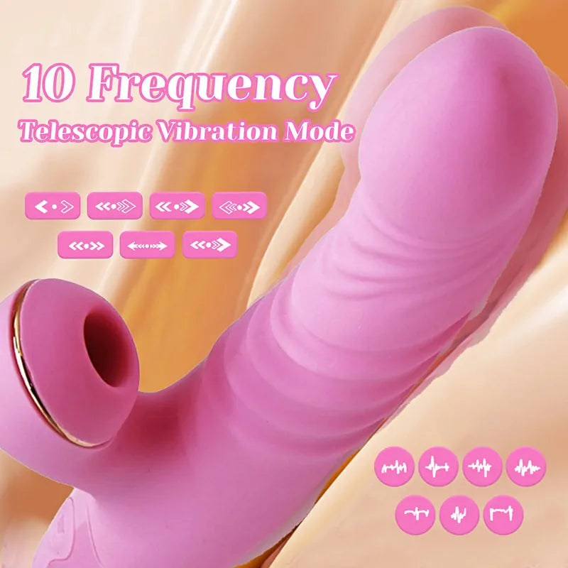 3 In 1 Telescopic & Vibration Sucking Thrusting Vibrator