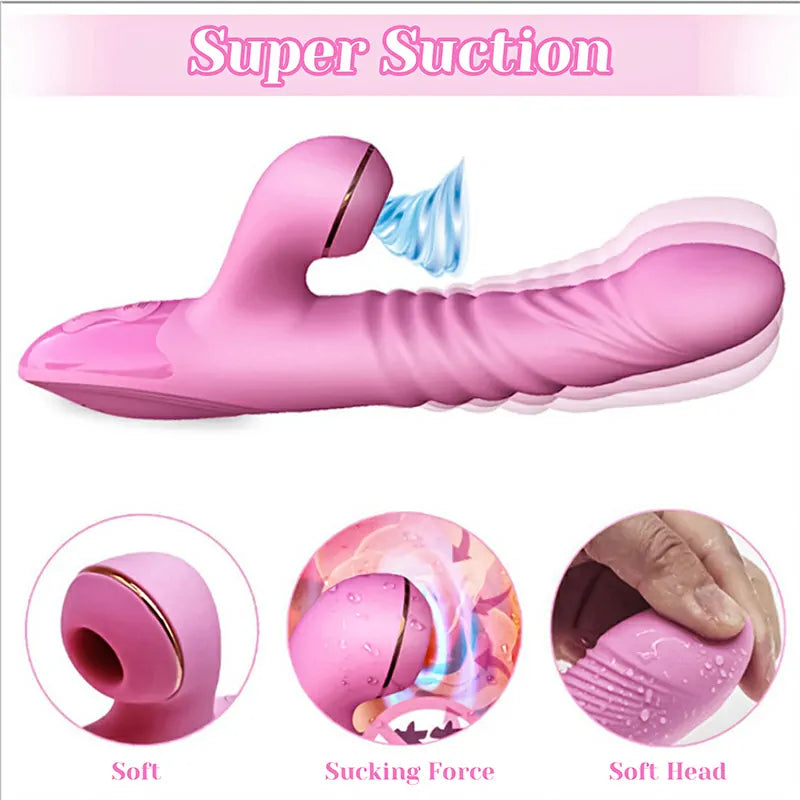 3 In 1 Telescopic & Vibration Sucking Thrusting Vibrator