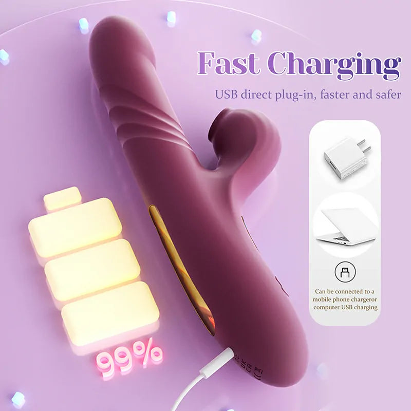 LED Display Sucking Heating Thrusting Vibrator