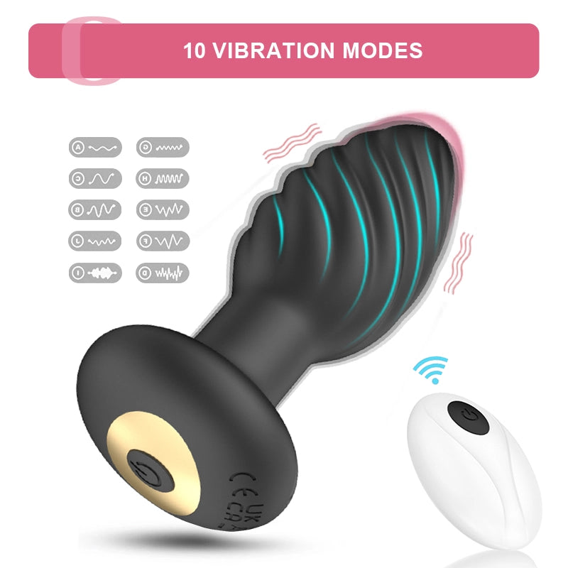 Silicone Butt Plug 10 Vibration Wireless Remote Control Easy To Use