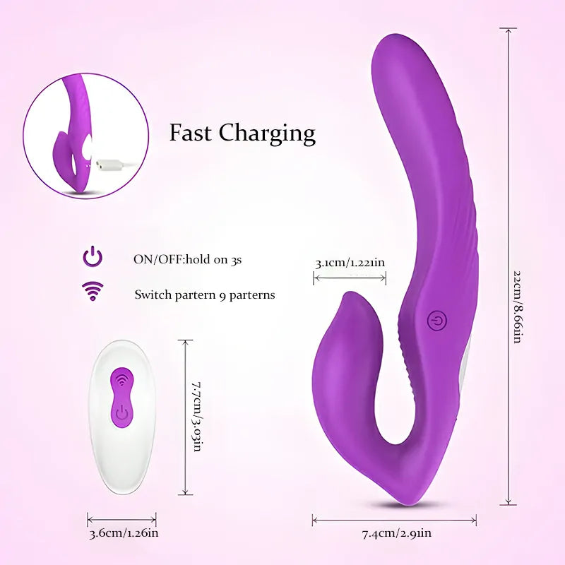 9-Speed Double-End Remote Control Clit Vibrator