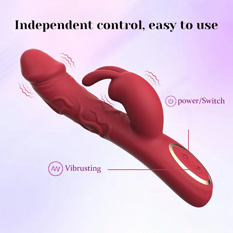 Bunny Vibrator 10 Vibrating Tapping with Textured Dildo