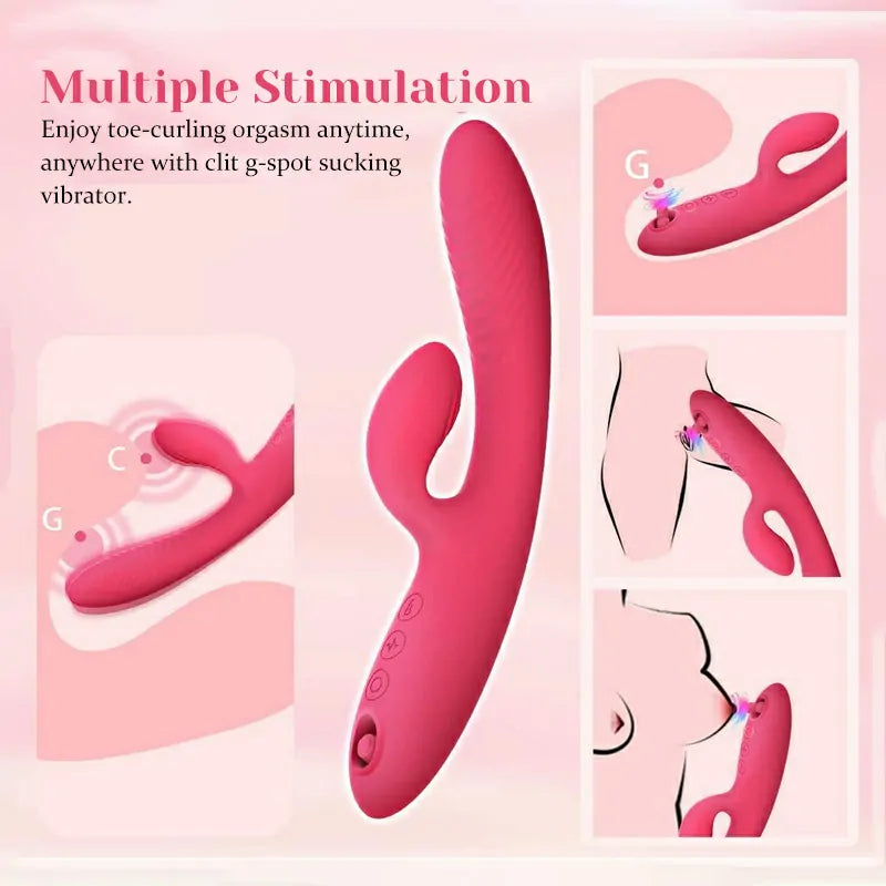 Rechargeable Silicone Clit Vibrator with 10 Vibration and 5 Sucking Modes