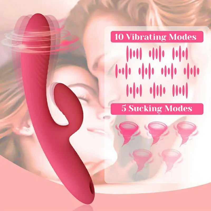 Rechargeable Silicone Clit Vibrator with 10 Vibration and 5 Sucking Modes