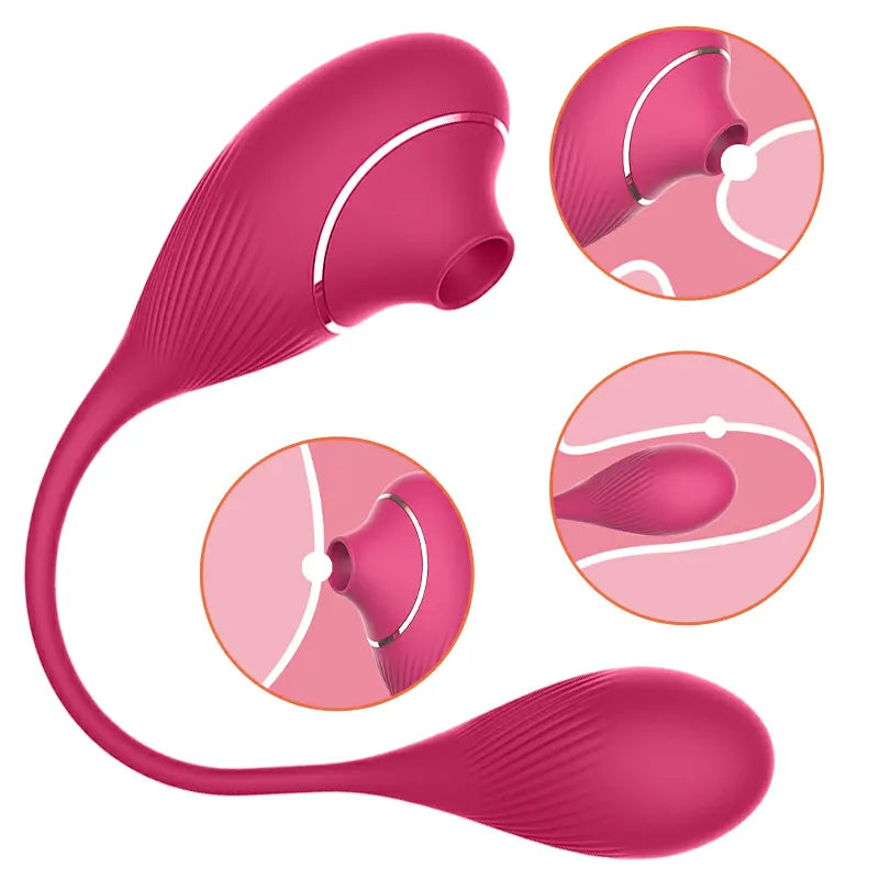 Portable Double-Head Clit Vibrator with Sucking & Vibration Stimulation