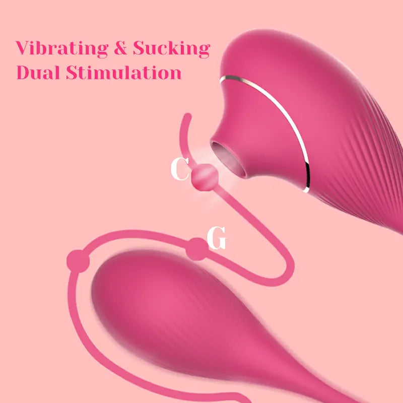 Portable Double-Head Clit Vibrator with Sucking & Vibration Stimulation