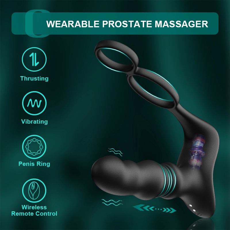 Wearable Prostate Massager 9 Thrusting Vibrating Remote Control