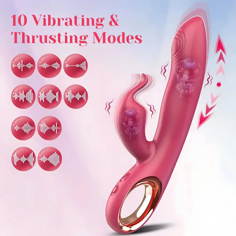 Rabbit Ears Vibrator 10 Modes Thrusting Tapping Vibrating