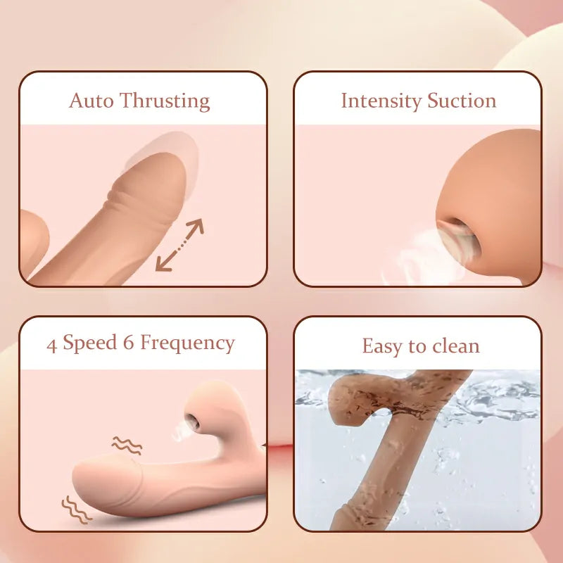 2 In 1 Thrusting Sucking Vibration Heating Clit Vibrator