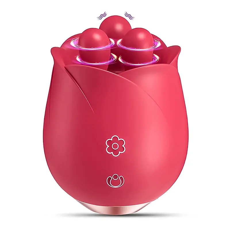 Rose Vibrator with Three Stimulator Beads