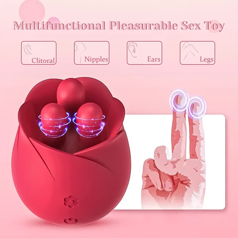 Rose Vibrator with Three Stimulator Beads