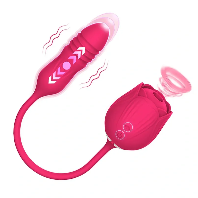 2 in 1 Floral Fantasy Clitoral Suction Rose Vibrator