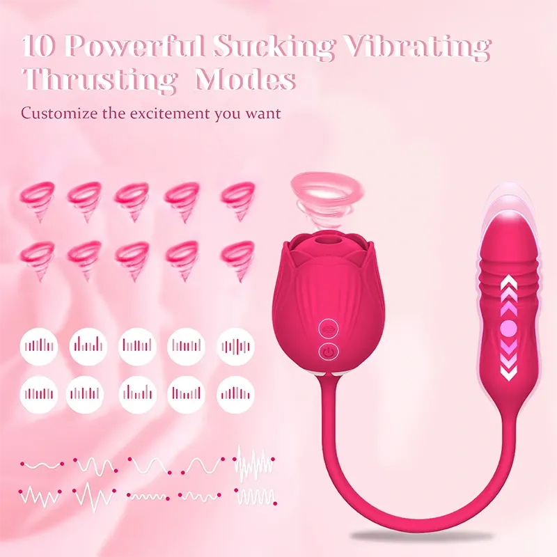 2 in 1 Floral Fantasy Clitoral Suction Rose Vibrator