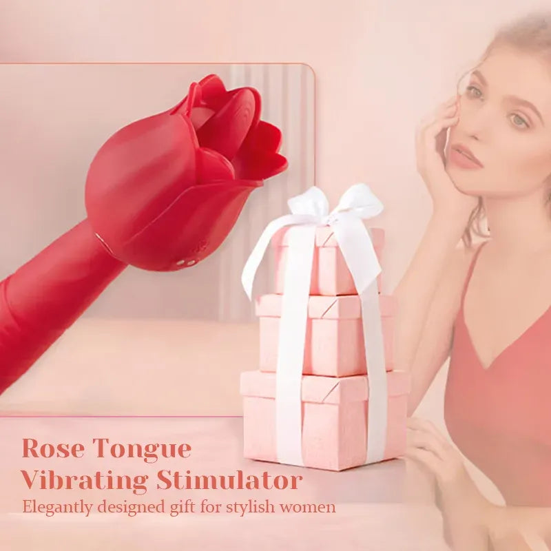 5 Thrusting & Vibrating 7 Tongue Licking Flower Vibrator Low Noise