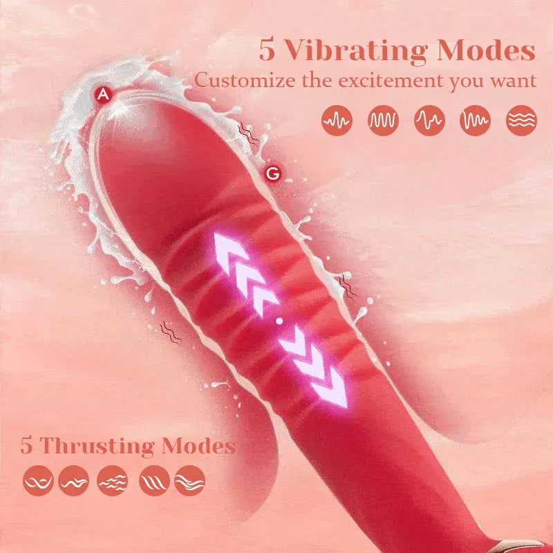 5 Thrusting & Vibrating 7 Tongue Licking Flower Vibrator Low Noise