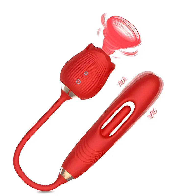 Suction Rose Clit Stimulator with Tapping G-Spot Vibrator