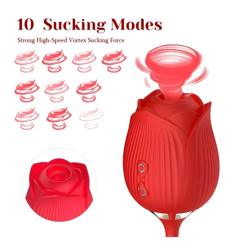 Suction Rose Clit Stimulator with Tapping G-Spot Vibrator