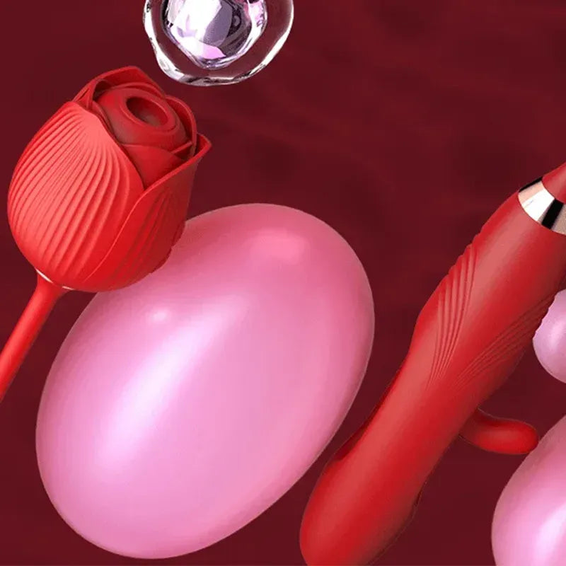 Suction Rose Clit Stimulator with Tapping G-Spot Vibrator