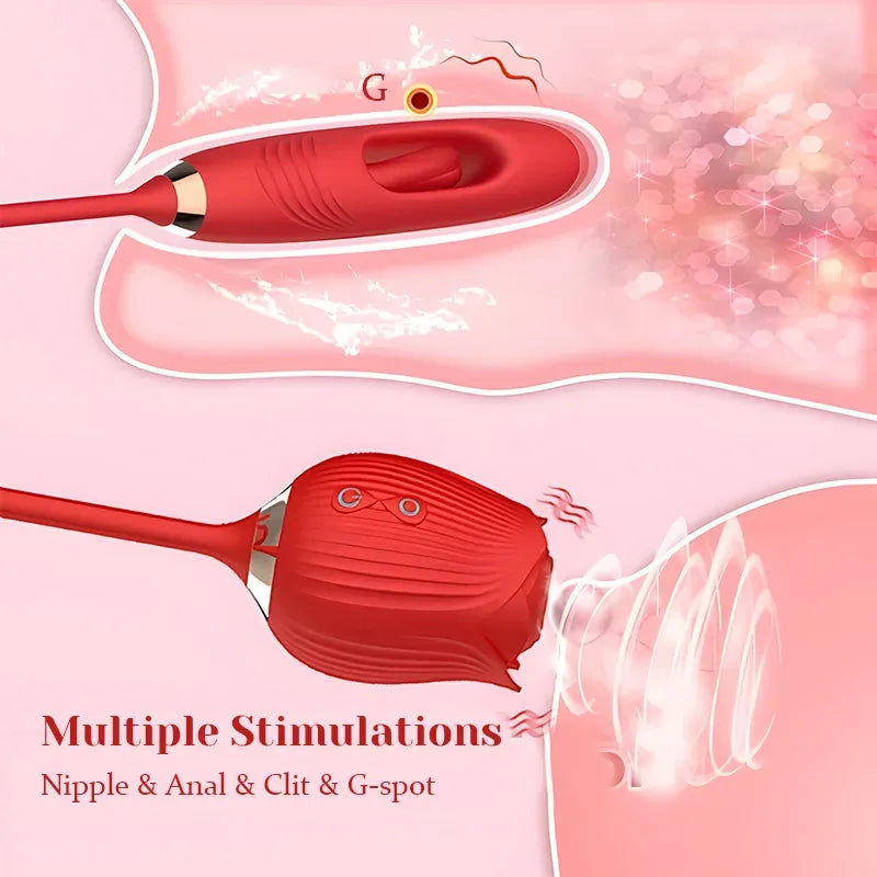 Suction Rose Clit Stimulator with Tapping G-Spot Vibrator