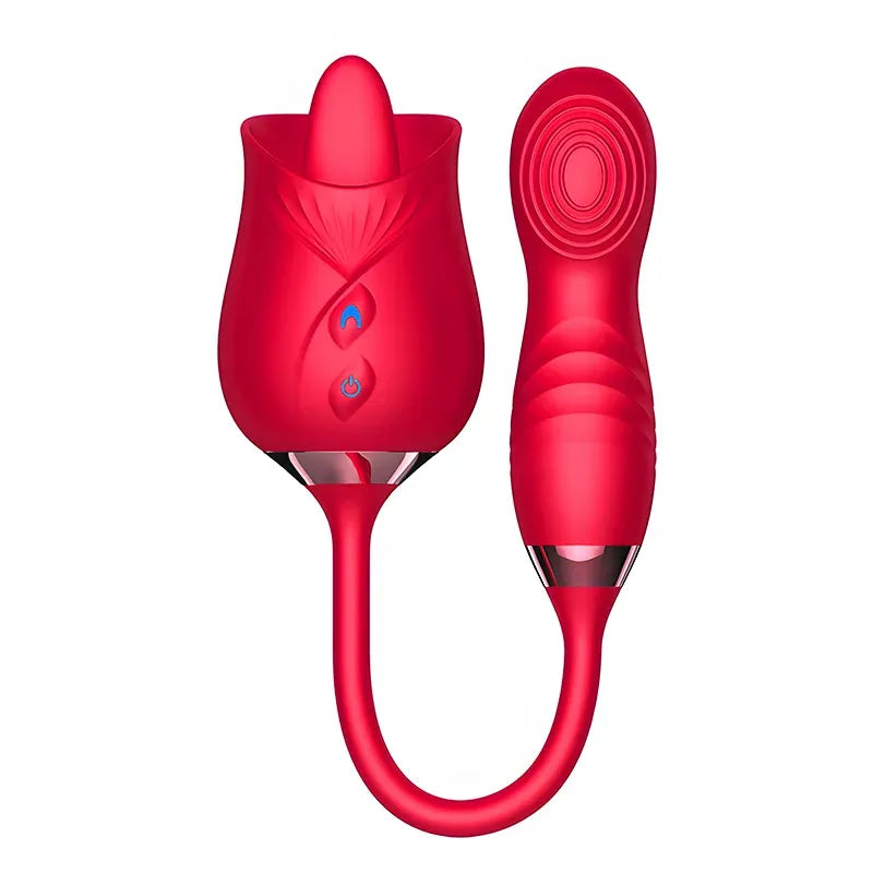 Multifunctional Clit Licking Rose Vibrator with Vibrating Stimulator