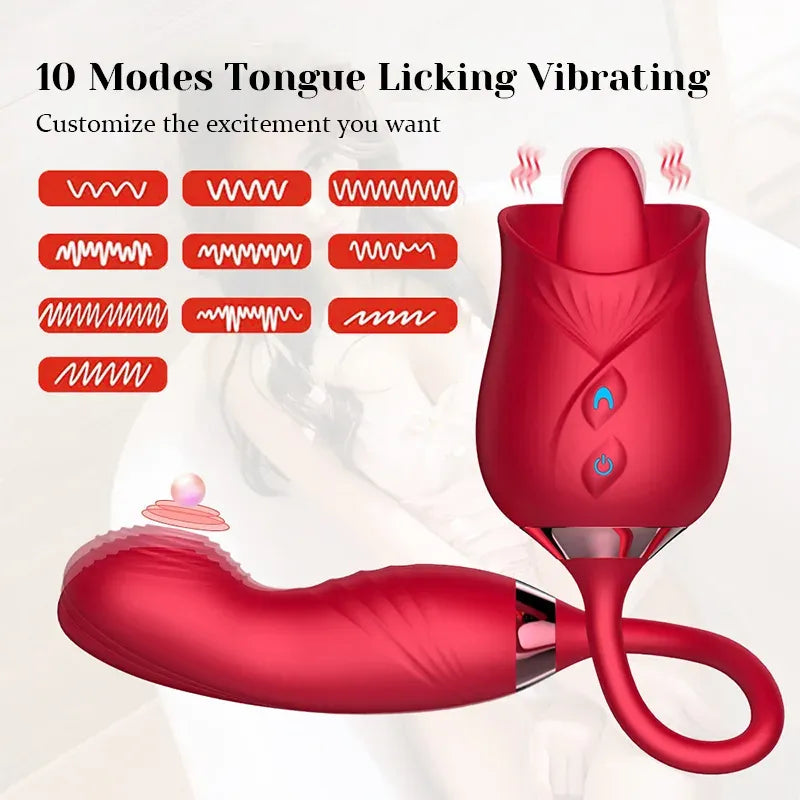 Multifunctional Clit Licking Rose Vibrator with Vibrating Stimulator