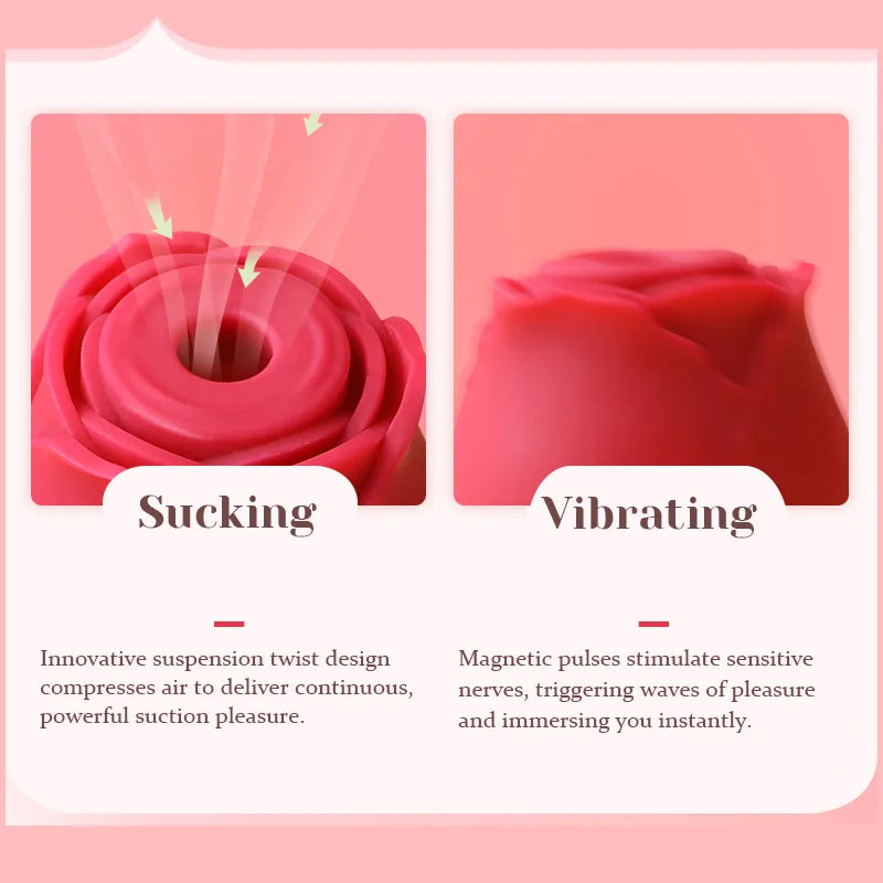 10 Suction Vibrating Clitoral Stimulator Rose Vibrator