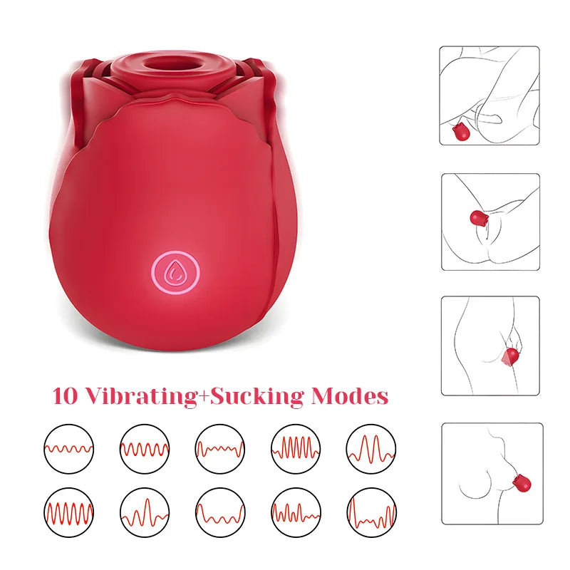 10 Suction Vibrating Clitoral Stimulator Rose Vibrator