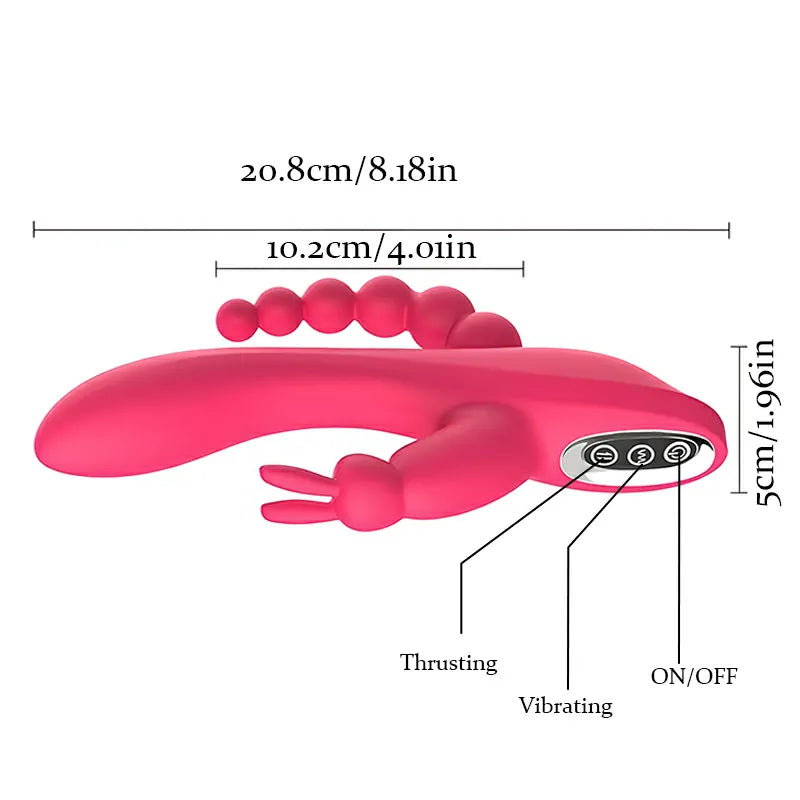 3 In 1 Rabbit Vibrator 7 Vibrating Clitorial G Spot Anal Stimulator