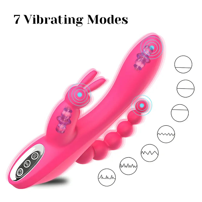 3 In 1 Rabbit Vibrator 7 Vibrating Clitorial G Spot Anal Stimulator