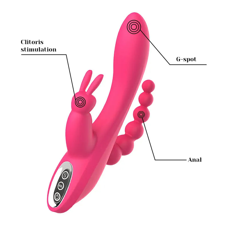 3 In 1 Rabbit Vibrator 7 Vibrating Clitorial G Spot Anal Stimulator