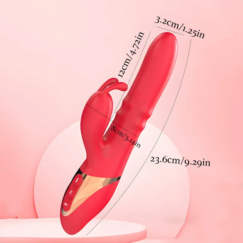 2 In 1 Rabbit Vibrator with Thrusting Vibrating Tapping Function