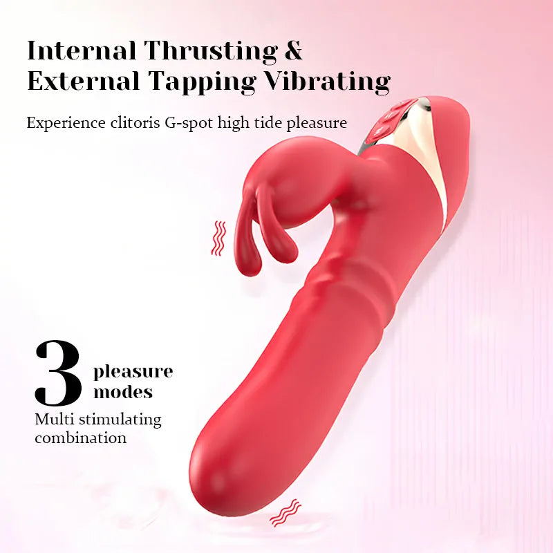 2 In 1 Rabbit Vibrator with Thrusting Vibrating Tapping Function